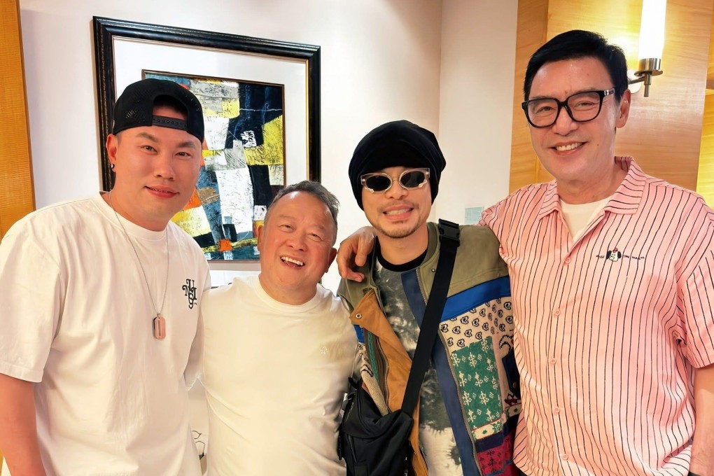 Hong Kong celebrities Eric Tsang (second left) and Kenny Bee (right) issued clarifications after Malaysian hip-hop singer Namewee posted a picture of the group. Photo: Handout