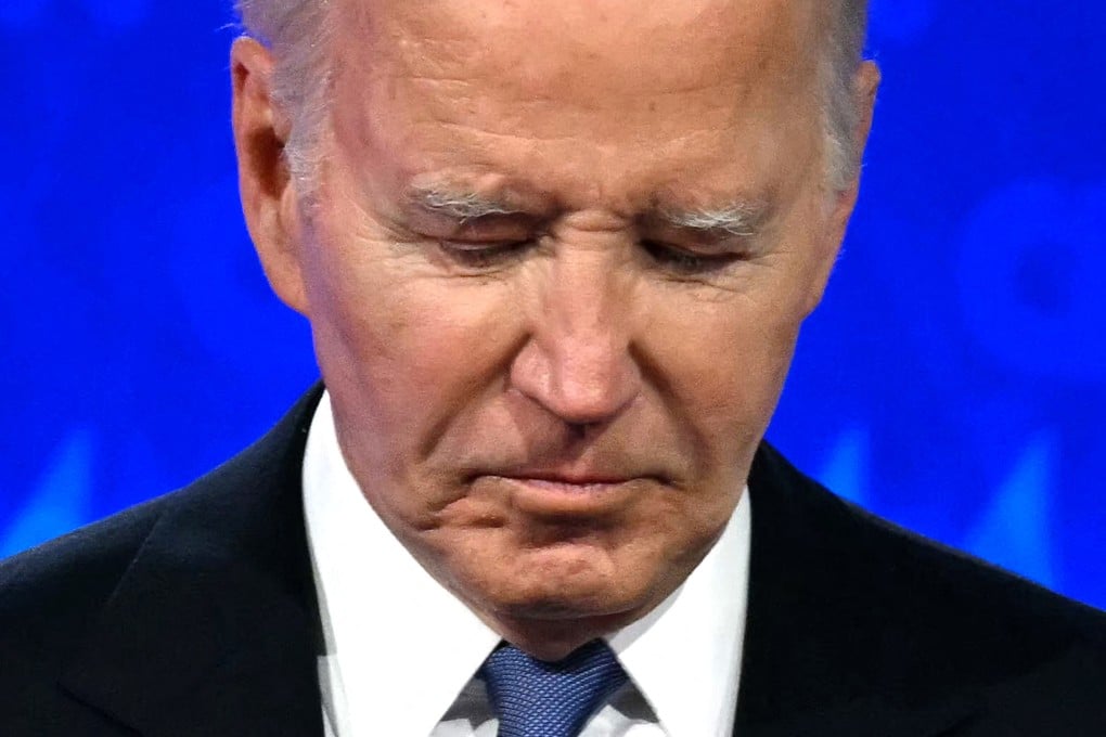Joe Biden looks down as he participates in the first presidential debate of the 2024 elections with Republican presidential candidate Donald Trump on June 27, 2024. Photo: TNS