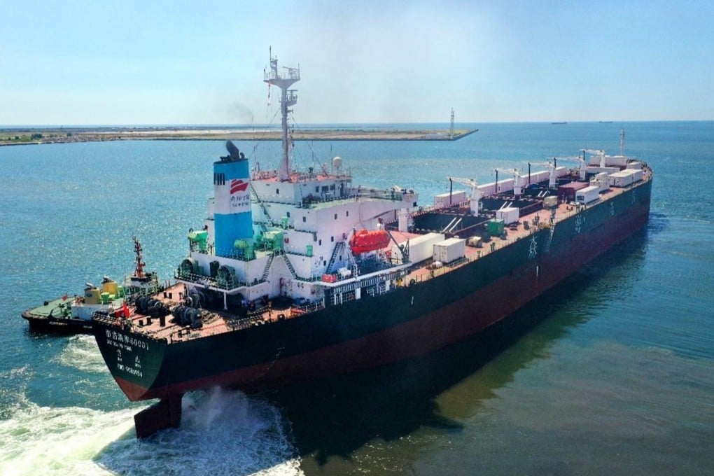 The Zhe Dai Yu Yang 60001 is an ageing bulk carrier that has been converted into a giant mobile fish farm. Photo: Handout