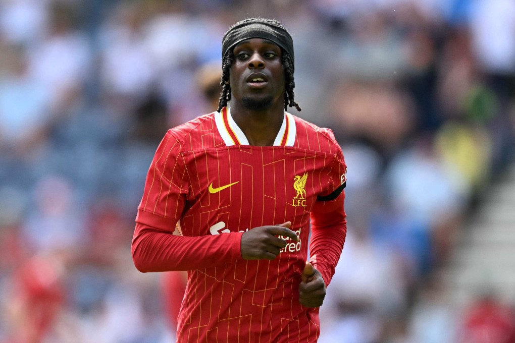 Defender Jeremie Frimpong plays in Liverpool’s first pre-season friendly, against Preston North End last week. Photo: AFP