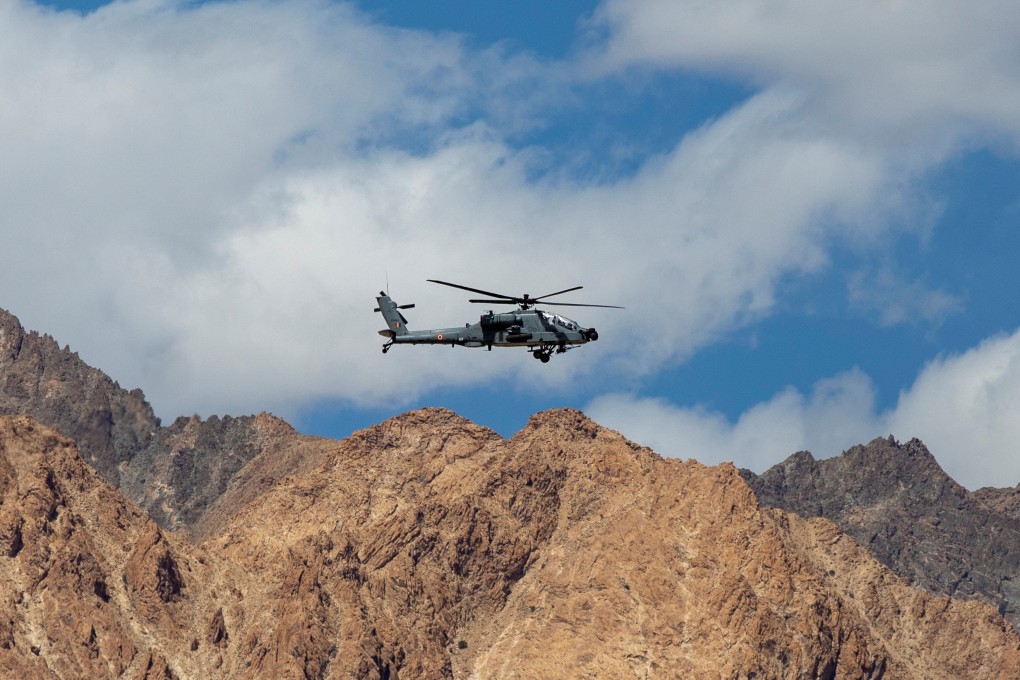 An Indian air force’s Apache helicopter flying over the Ladakh region in 2020. Photo: Reuters