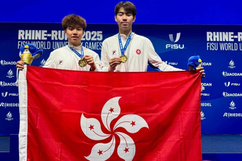 Baldwin Chan and Yiu Kwan-to with their gold medals. Photo: University Sports Federation of Hong Kong, China