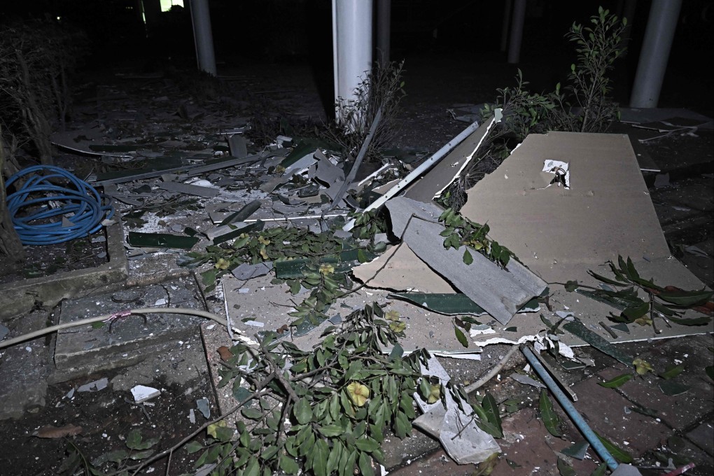 Debris on the ground at Phanom Dong Rak Hospital, which sustained damage after being hit by Cambodian artillery, in the Thai border province of Surin on Thursday. Photo: AFP