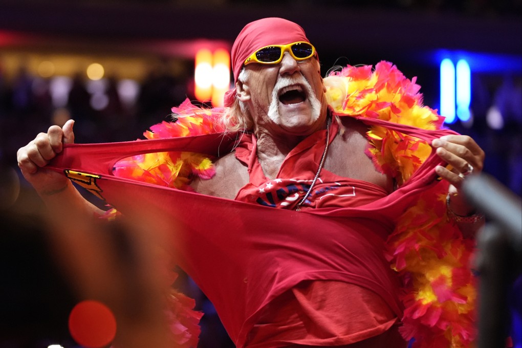 Hulk Hogan rips his shirt before Donald Trump speaks at a campaign rally at Madison Square Garden in New York in October 2024. Photo: AP