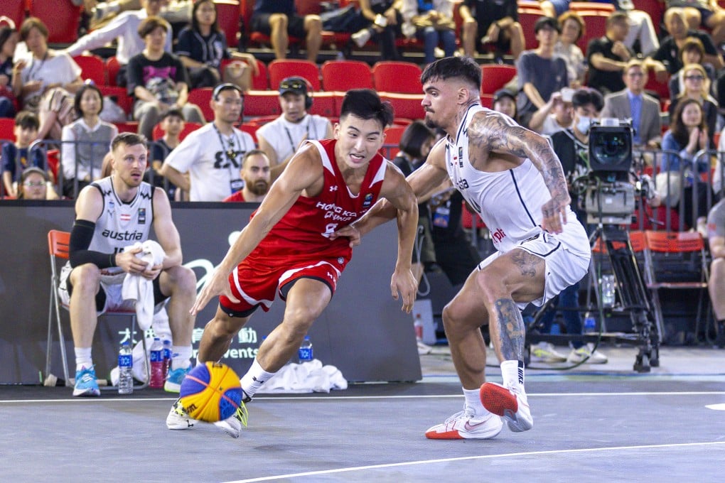 Oliver Xu (left), seen here playing for Hong Kong in the Fiba 3x3 Paris Olympic qualifiers, played for Japanese B.League 3 side Iwate Big Bulls last year. Photo: Getty Images