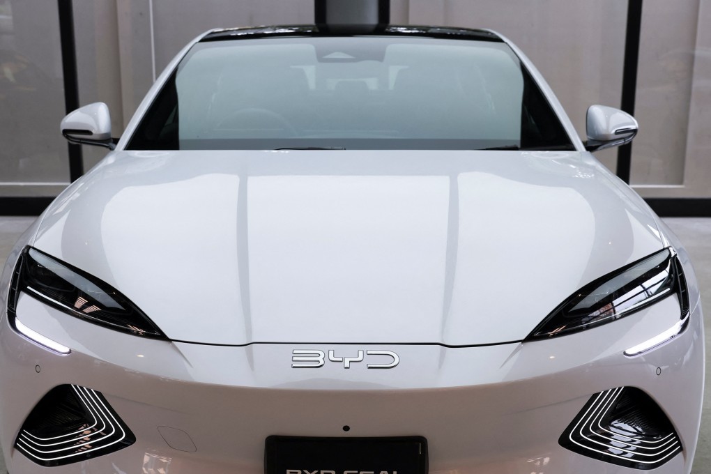 A BYD Seal electric vehicle on display in a showroom in Pakistan. BYD accounted for roughly 90 per cent of fellow South Asian nation Sri Lanka’s EV sales in May. Photo: Reuters