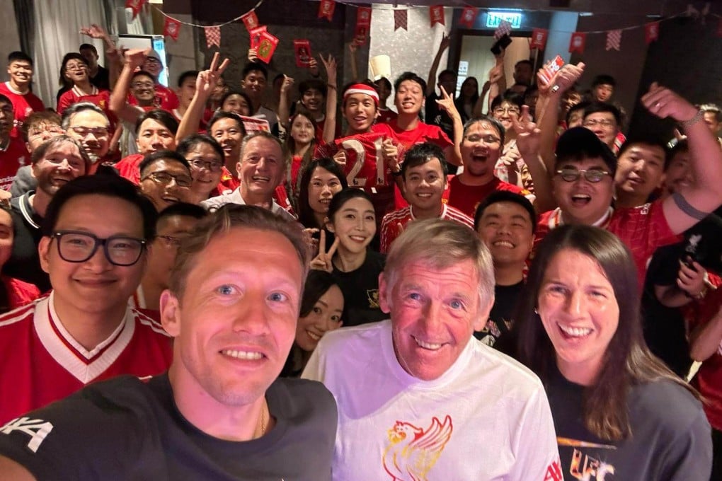 Lucas Leiva (second from left) with Kenny Dalglish (centre) and Niamh Fahey (right) at an event with the Liverpool Hong Kong Supporters’ Club. Photo: Handout