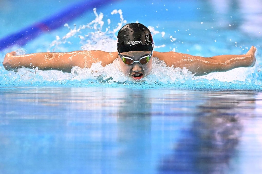 China’s Yu Zidi competes in the heats of the 200m individual medley at the World Aquatics Championships in Singapore on Sunday. Photo: AFP
