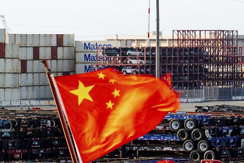 A Chinese flag flies from a ship at the port of Oakland, California. US concerns over China’s industrial overcapacity are expected to feature in talks when the two sides meet in Stockholm, Sweden. Photo: AP