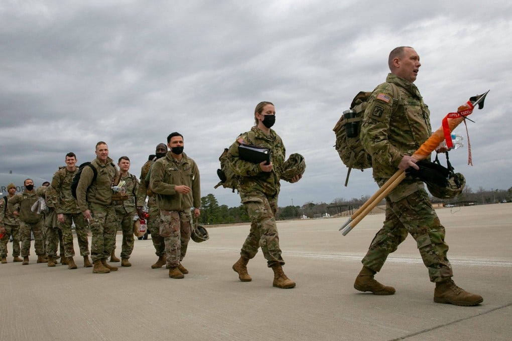 US troops deploy to Europe from Pope Army Airfield at Fort Bragg, North Carolina in 2022. Photo: AFP