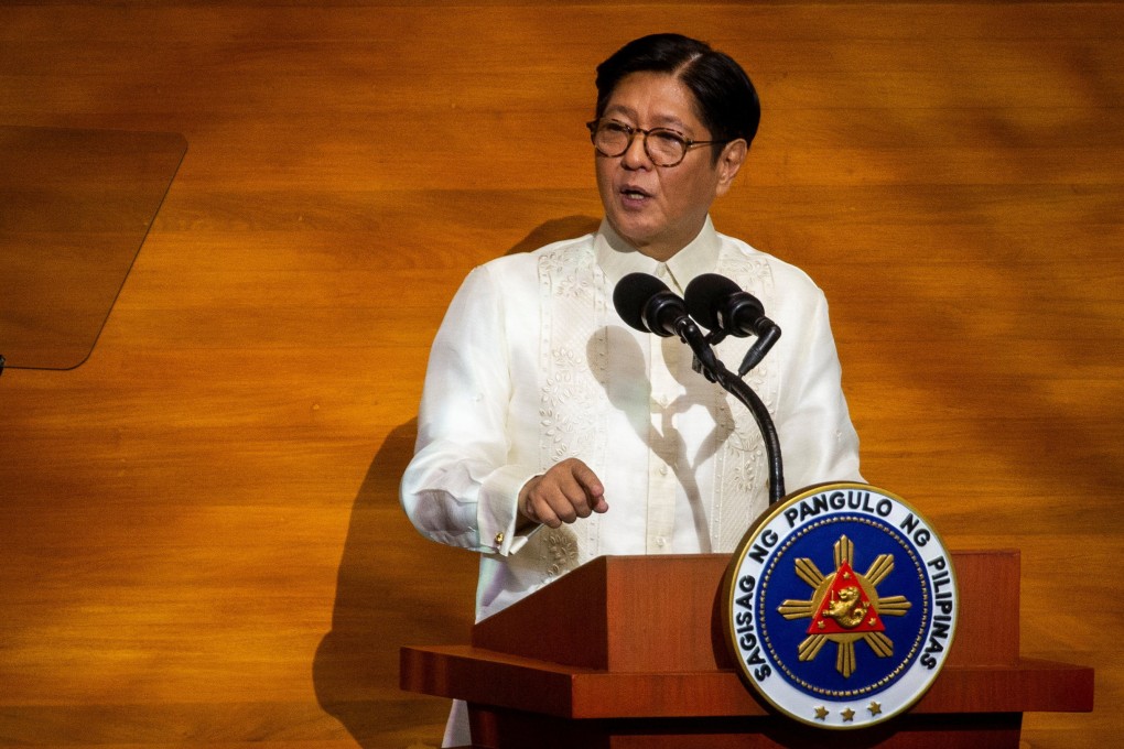 Philippine President Ferdinand Marcos Jnr delivers his fourth State of the Nation Address (Sona) at the House of Representatives in Quezon City on Monday. Photo: Reuters