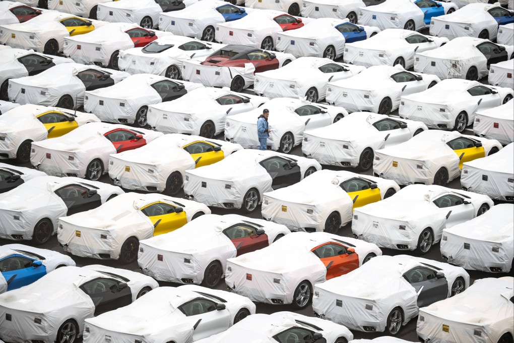 New vehicles are parked at Daikoku Pier in Yokohama, south of Tokyo, on April 11. Japanese Prime Minister Shigeru Ishiba on July 23 said US auto tariffs would be cut to 15 per cent from 25 per cent, after the two countries reached a trade deal. Photo: AFP