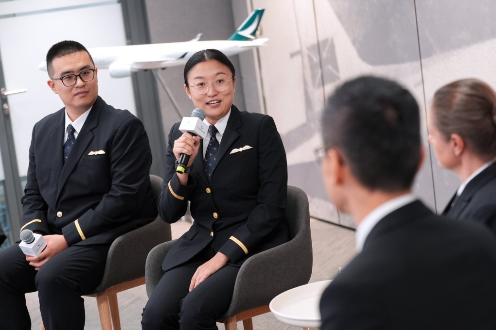 (Fron left) Cathay’s new second officers Robert Sun and Luo Lian. Photo: Eugene Lee