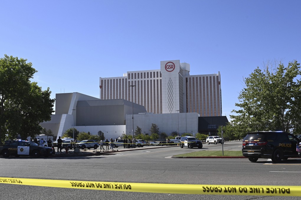 Police respond to a shooting outside the Grand Sierra Resort in Reno, Nevada on Monday. Photo: AP