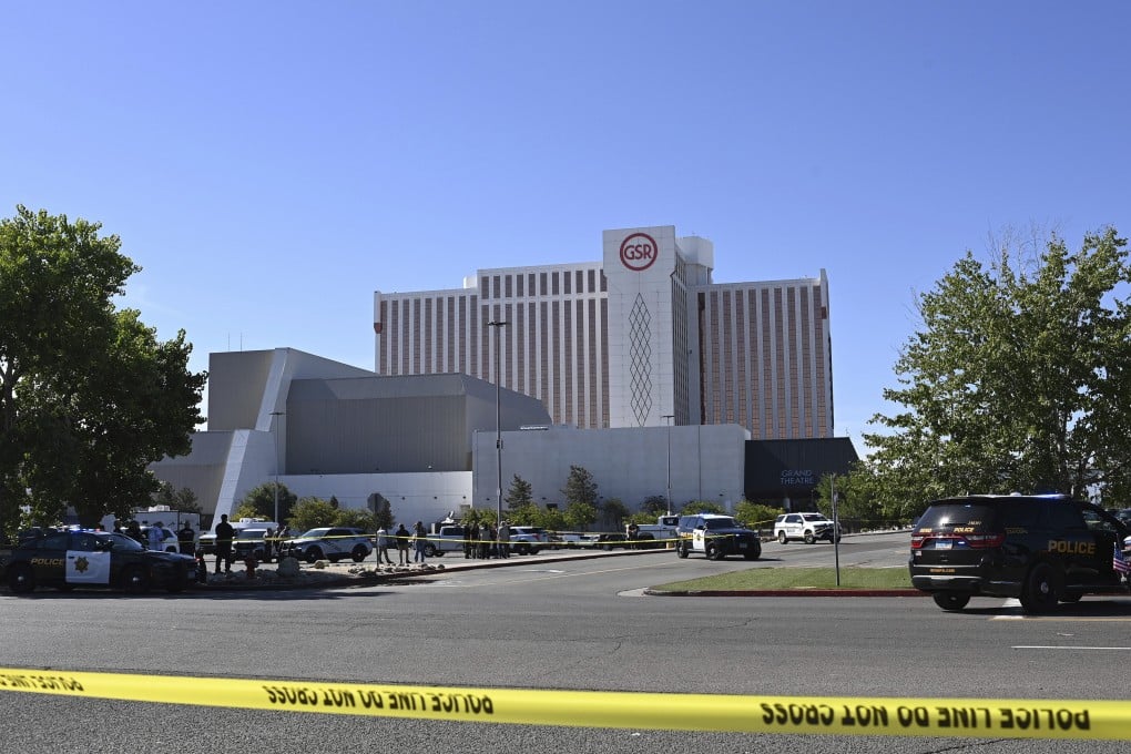 Police respond to a shooting outside the Grand Sierra Resort in Reno, Nevada on Monday. Photo: AP