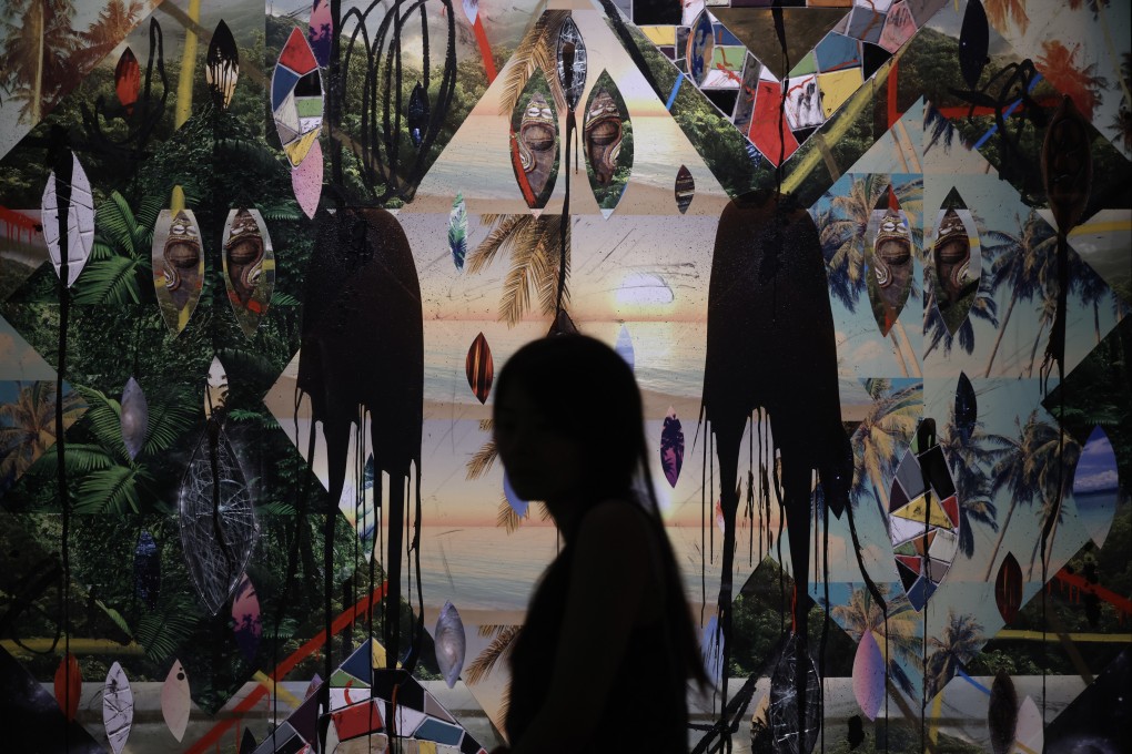 Rashid Johnson’s Untitled Escape Collage, on display at Sotheby’s Hong Kong in late 2023. Photo: Jonathan Wong