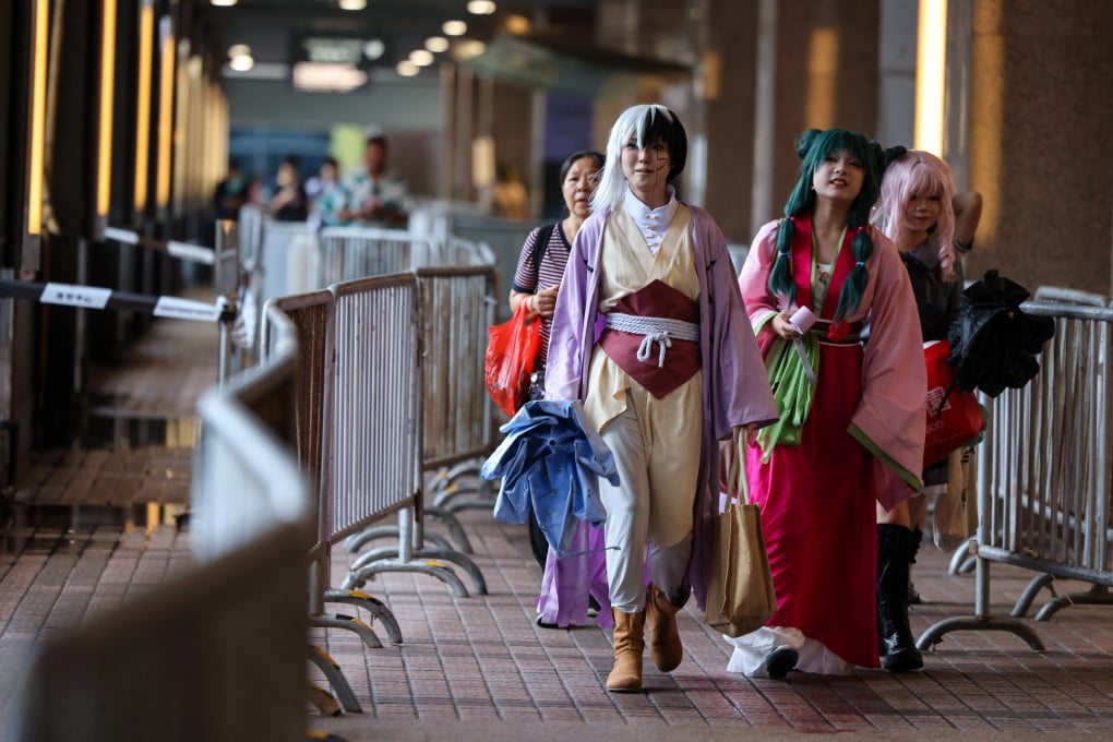 Cosplayers visit the Ani-Com & Games Hong Kong event at the Convention and Exhibition Centre in Wan Chai on the last day. Photo: Nora Tam