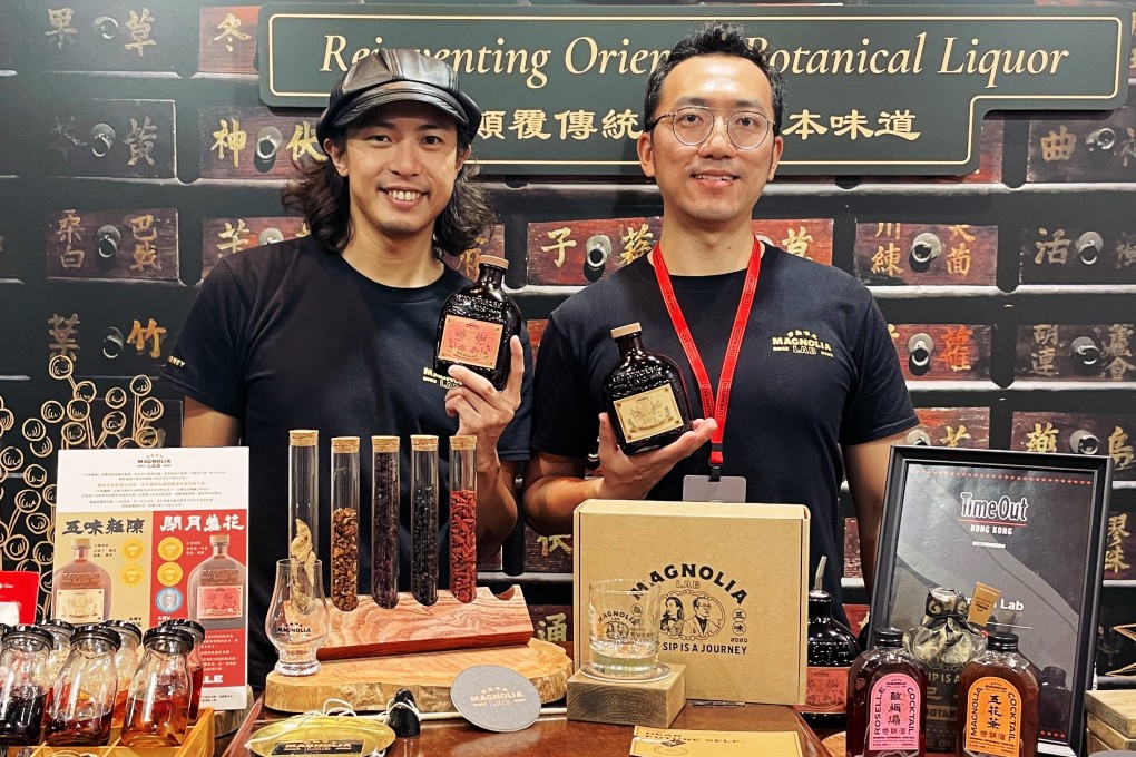 Dennis Mak (left) and James Ting are the founders of the Hong Kong drinks brand Magnolia Lab, which combines traditional herbal and medicinal wines with modern mixology. Photo: Magnolia Lab
