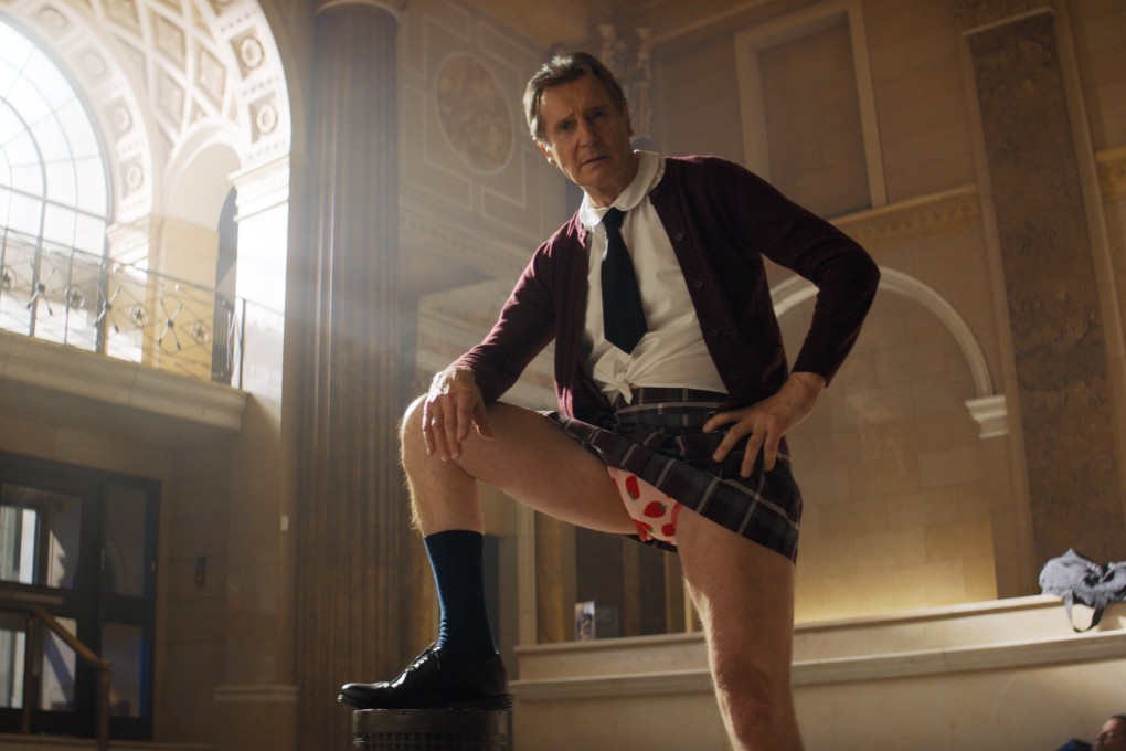 Liam Neeson as Lieutenant Frank Drebin Jnr in a still from The Naked Gun (category IIB), directed by  Akiva Schaffer. Pamela Anderson co-stars. Photo: Paramount Pictures