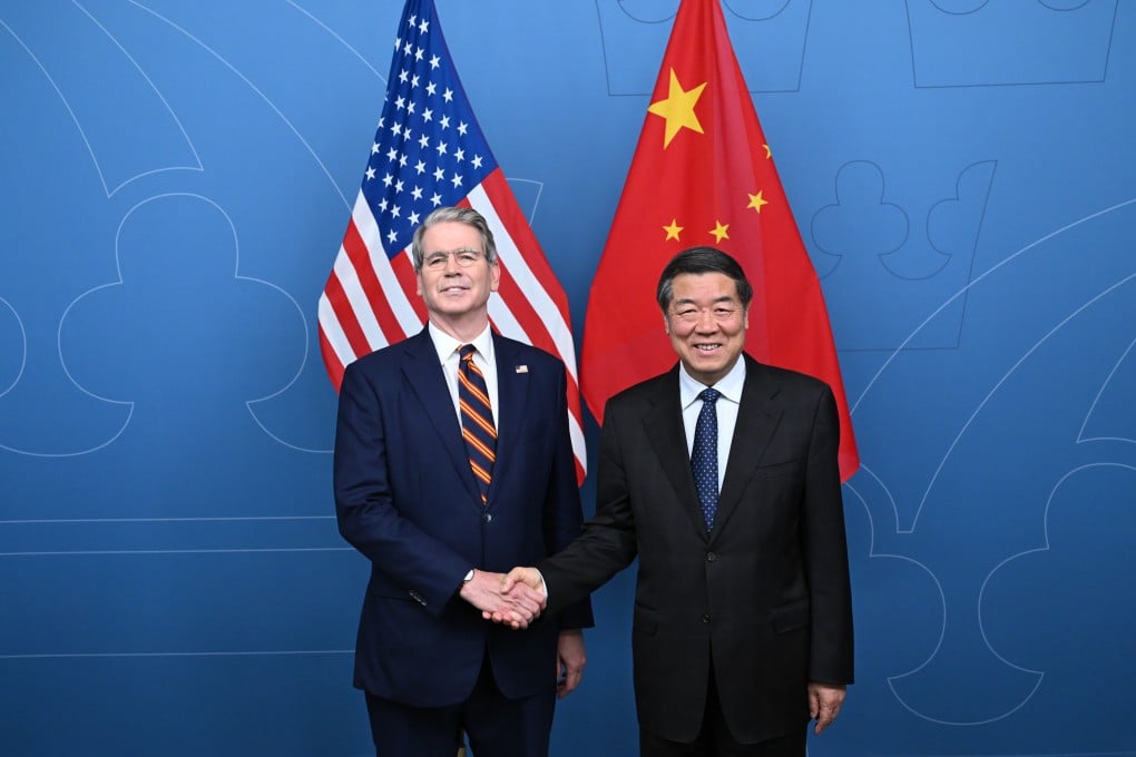 US Treasury Secretary Scott Bessent with Chinese Vice-Premier He Lifeng in Stockholm, Sweden, on July 28. Photo: Xinhua