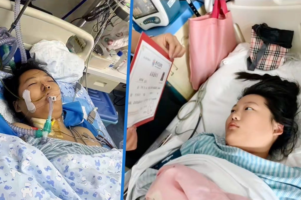A Chinese girl who is suffering from a heart infection woke up from a coma when she was shown her college acceptance letter. Photo: SCMP composite/Douyin