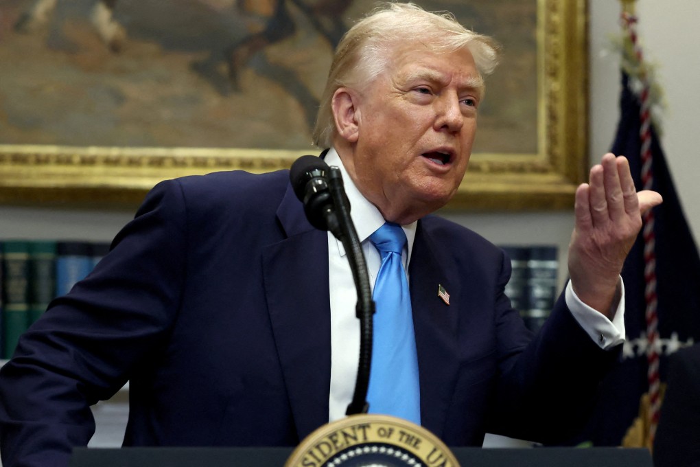 US President Donald Trump speaking at the White House on Wednesday. Photo: Reuters