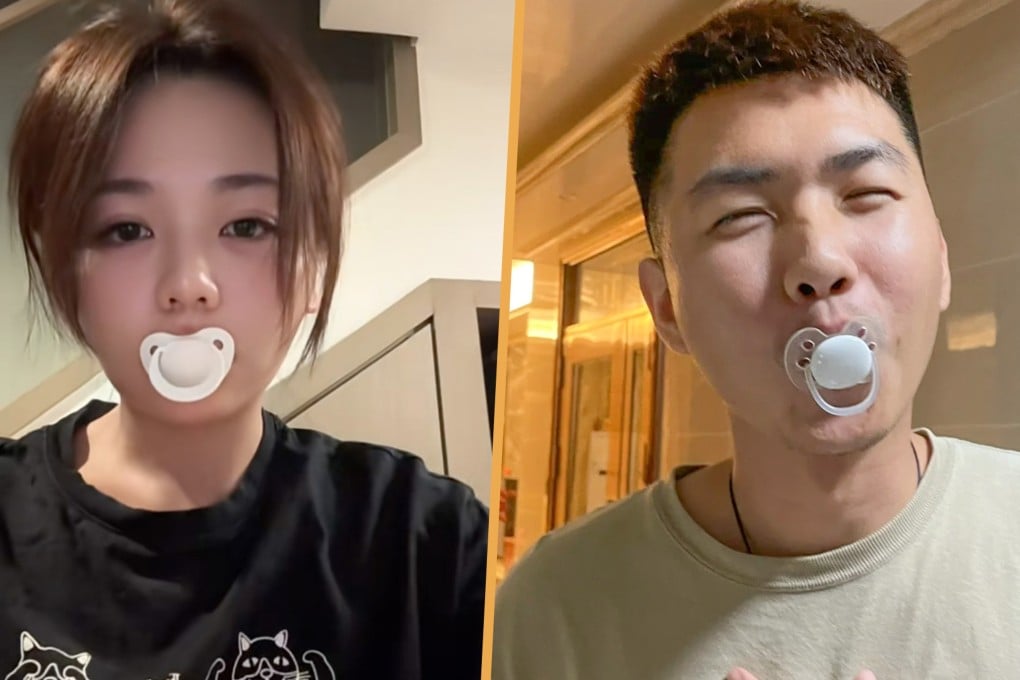 Adult pacifiers are selling well in China and are being touted as stress relievers and aids to sleep. But doctors have warned of health risks. Photo: SCMP composite/RedNote