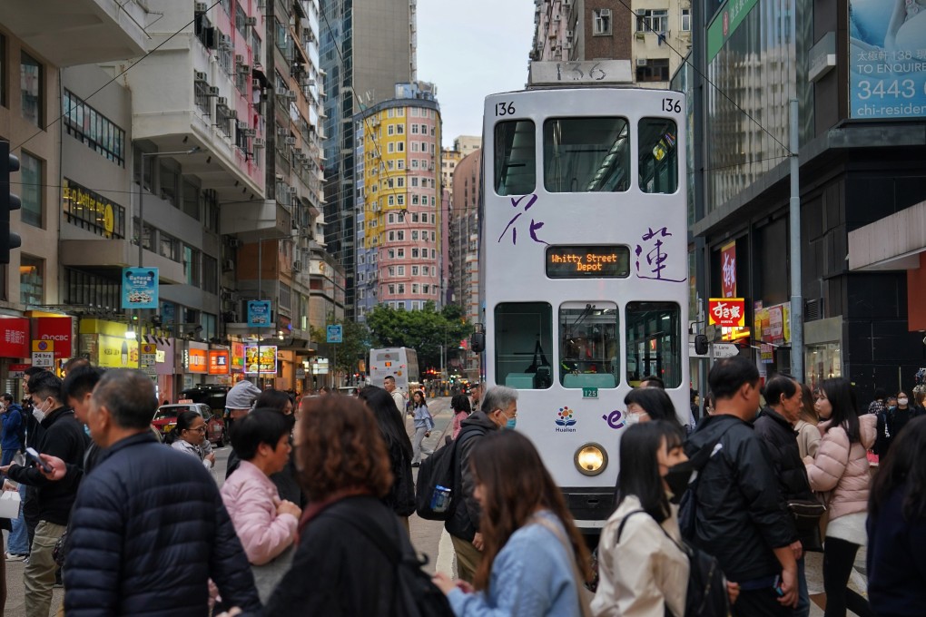 A tram is seen at Johnston Road in Wan Chai. Photo: Elson Li