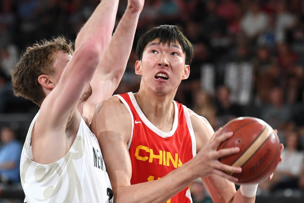 Qi Zhou Qi (right) will miss China’s coming Fiba Asia Cup campaign after opting to undergo rehabilitation. Photo: Xinhua