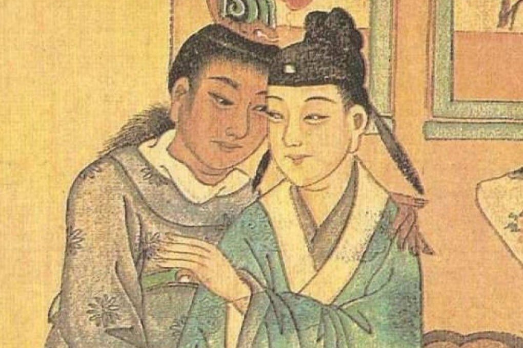 A painting depicts male lovers in ancient China. Before the mid-20th century, homosexuality was much more accepted in China than in other parts of the world. Photo: Library of Indiana University