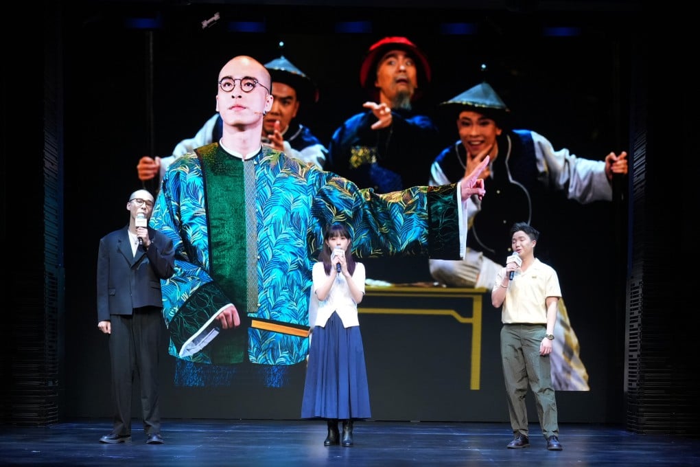 (From left) Leung Chung-hang, Sheena Chan and Ronny Yuen, original cast members of The Impossible Trial, tease the audience at a press conference with a snippet of their upcoming sold-out performance in Hong Kong. Photo: May Tse