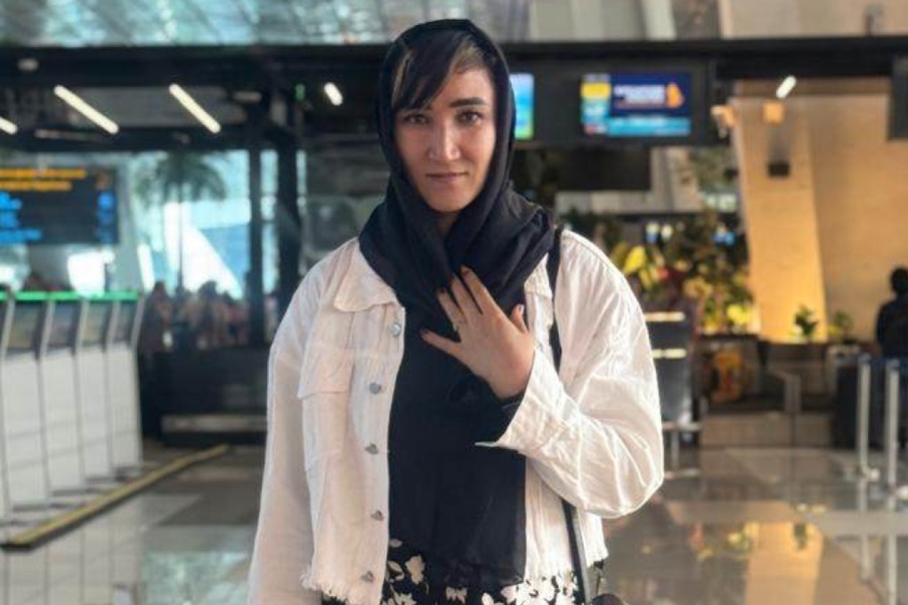 Bibi Rahima Farhangdost at Jakarta’s Soekarno Hatta Airport before her flight to Australia. Photo: Bibi Rahima Farhangdost