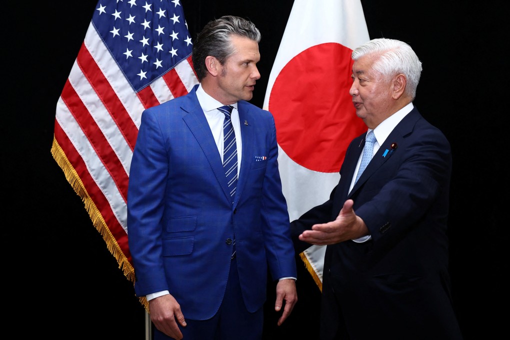 US Defence Secretary Pete Hegseth with Japan’s Defence Minister Gen Nakatani in May. Photo: Reuters