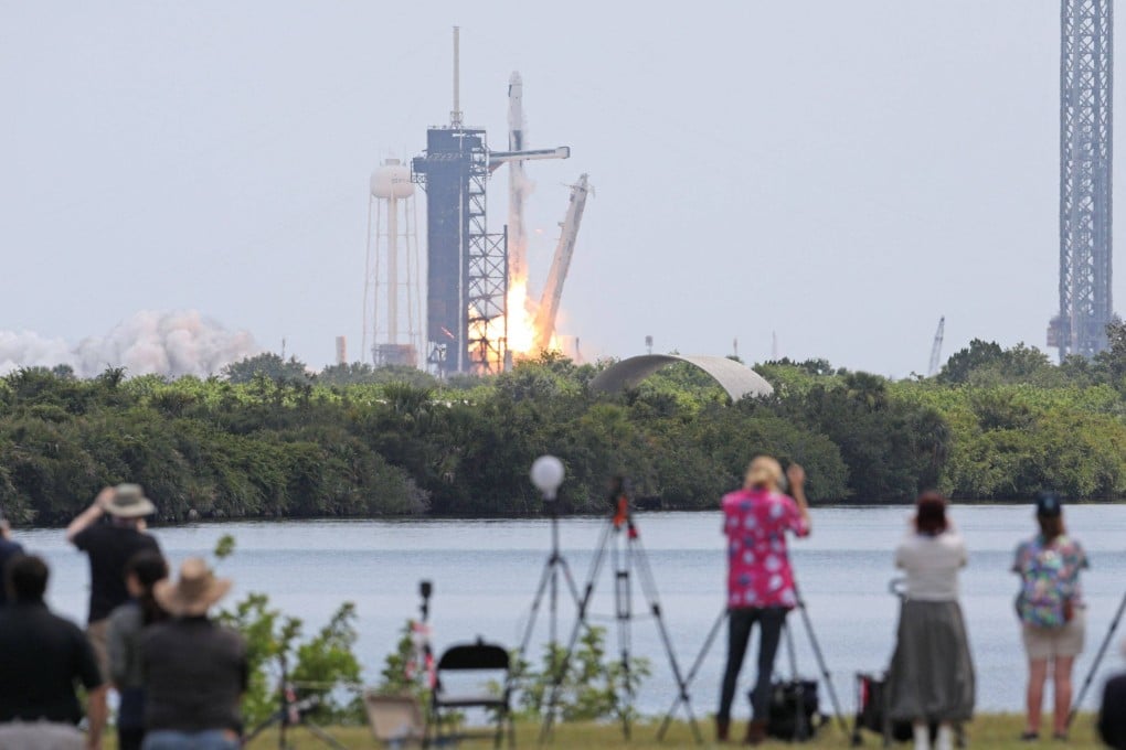 A SpaceX Falcon 9 rocket with the Crew Dragon capsule Endeavour carrying the Crew-11 mission lifts off from Nasa’s Kennedy Space Centre in Florida on Friday. Photo: AFP