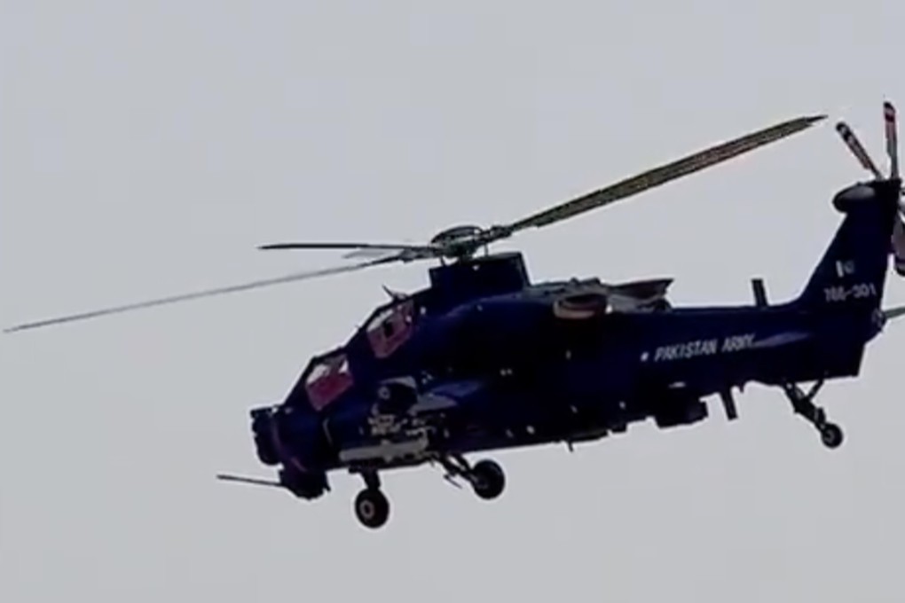 Images posted online over the past week show a Chinese-made combat helicopter bearing the words “Pakistan Army”. Photo: Weibo/ lyman2003
