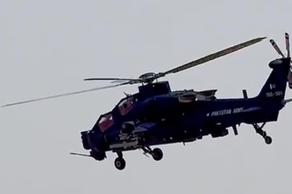 Images posted online over the past week show a Chinese-made combat helicopter bearing the words “Pakistan Army”. Photo: Weibo/ lyman2003
