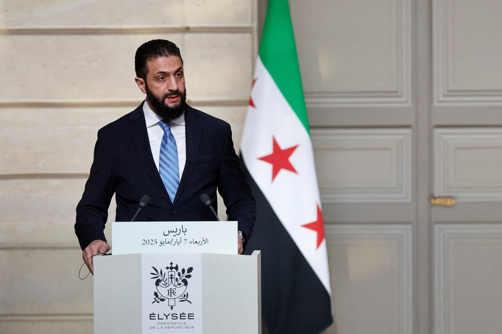 Syrian President Ahmed al-Sharaa speaks during a joint press conference with the French President after a meeting at the Elysee Palace in Paris, on May 7. Photo: AFP