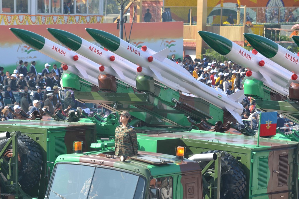 India showcases it on Akash missile system during country’s Republic Day parade in New Delhi on January 26. Photo: Anadolu / Getty Images