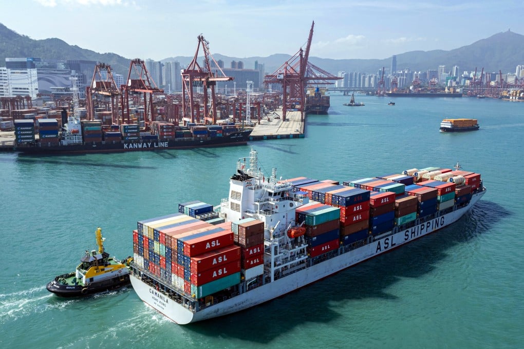 A cargo ship approaches Kwai Chung Container Terminal. Photo: Eugene Lee