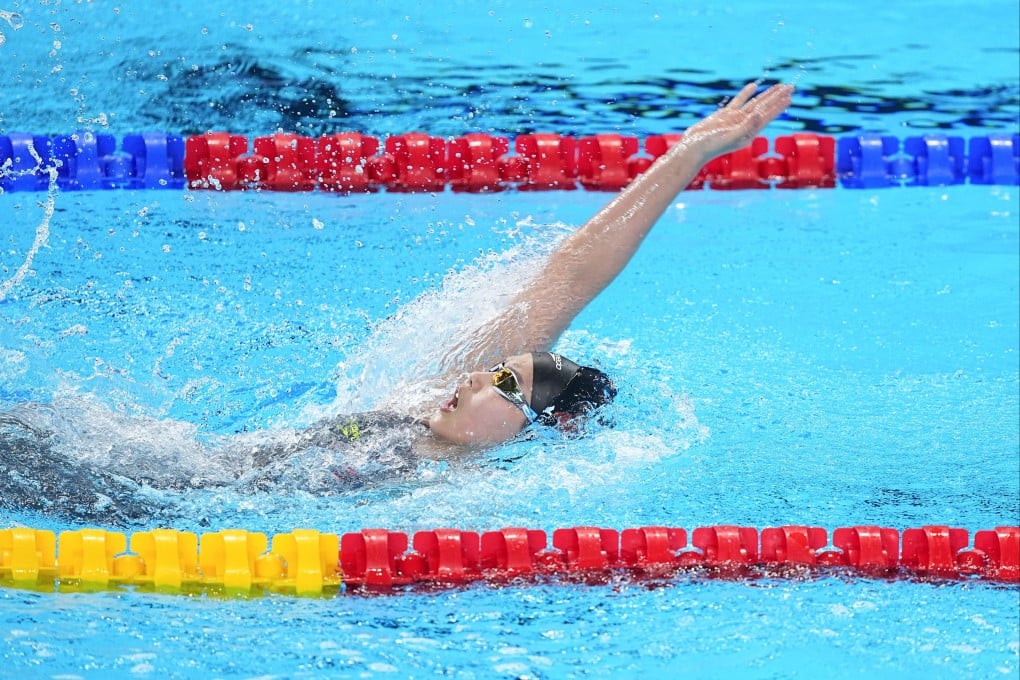Yu Zidi of China swims in the women’s 400m individual medley final in Singapore on Sunday. Photo: Xinhua