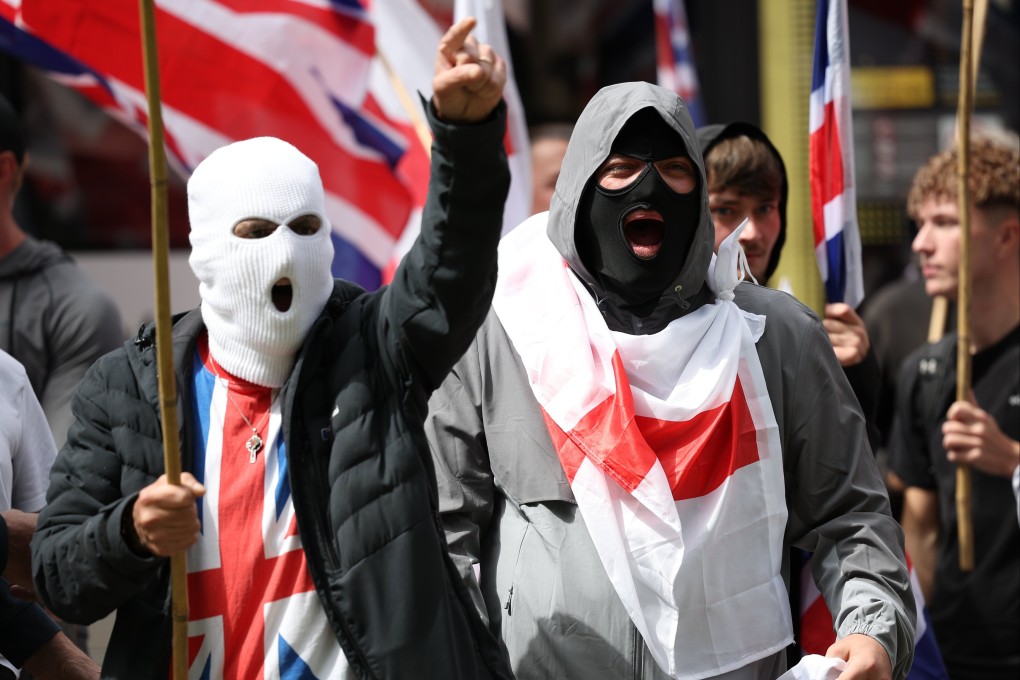 Protesters attend the “March for Remigration” organised by far-right group Britain First in Manchester, Britain on Saturday. Photo: EPA
