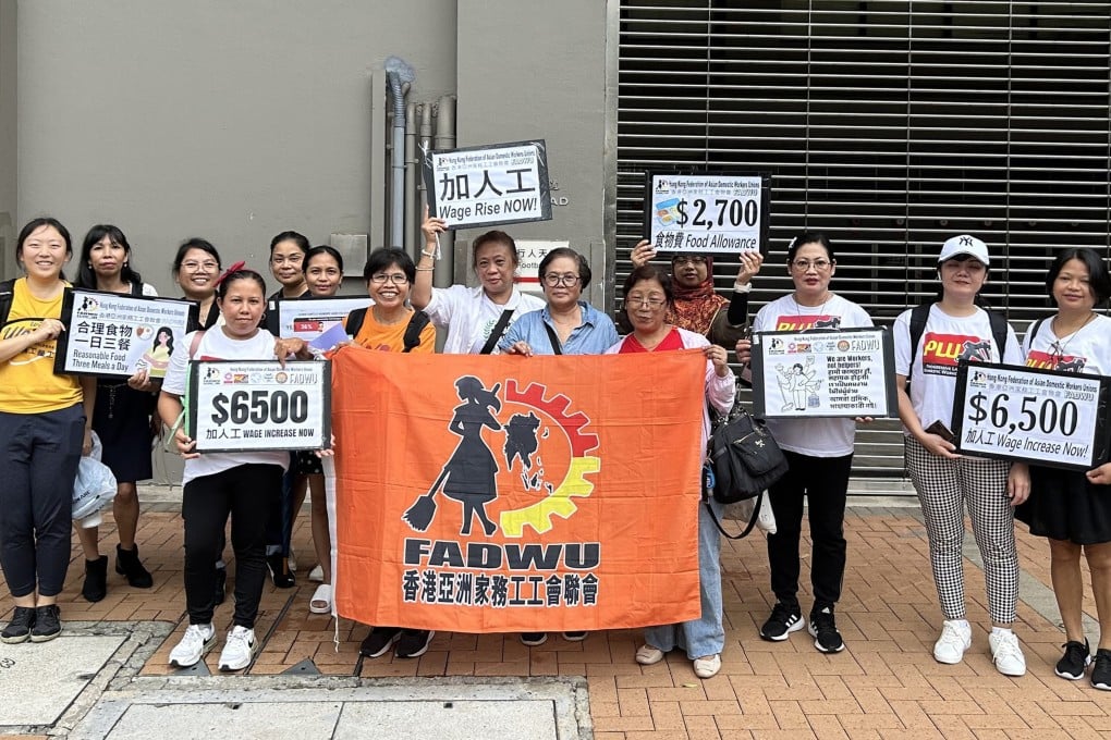 Members of the Federation of Asian Domestic Workers Unions make their demands known. Photo: FADWU
