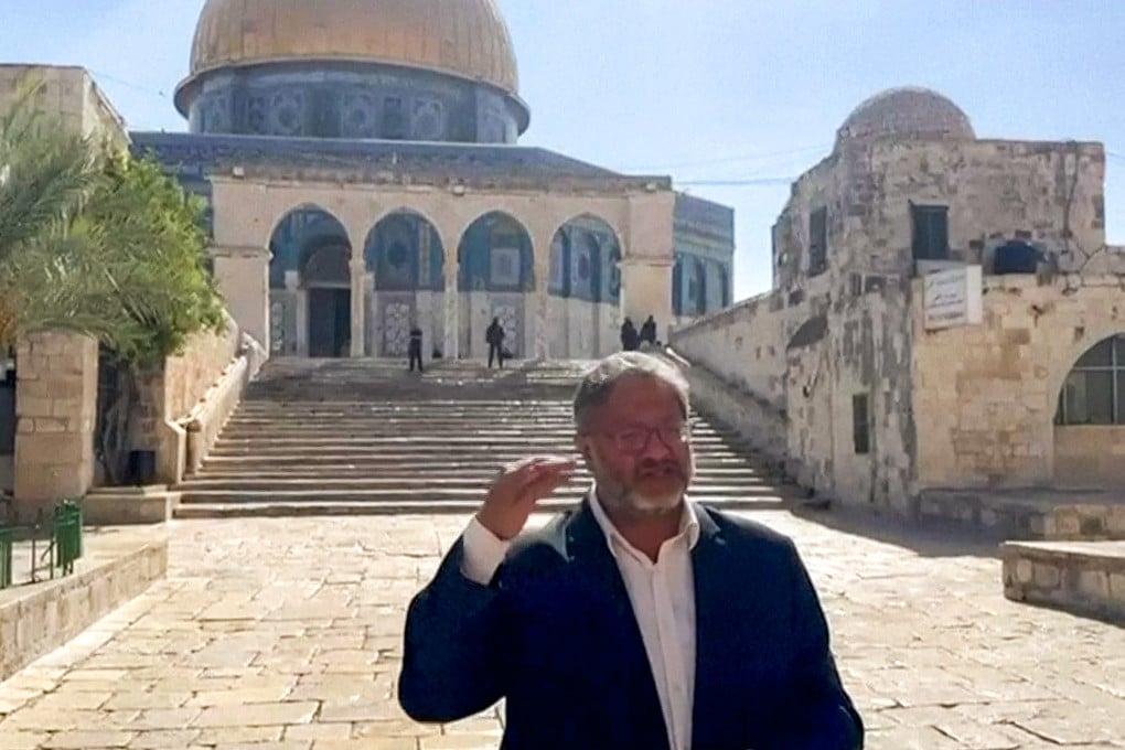 Israel’s far-right National Security Minister Itamar Ben-Gvir visited the flashpoint Al-Aqsa mosque compound in Jerusalem on Sunday. Photo: Itamar Ben-Gvir X account via AFP
