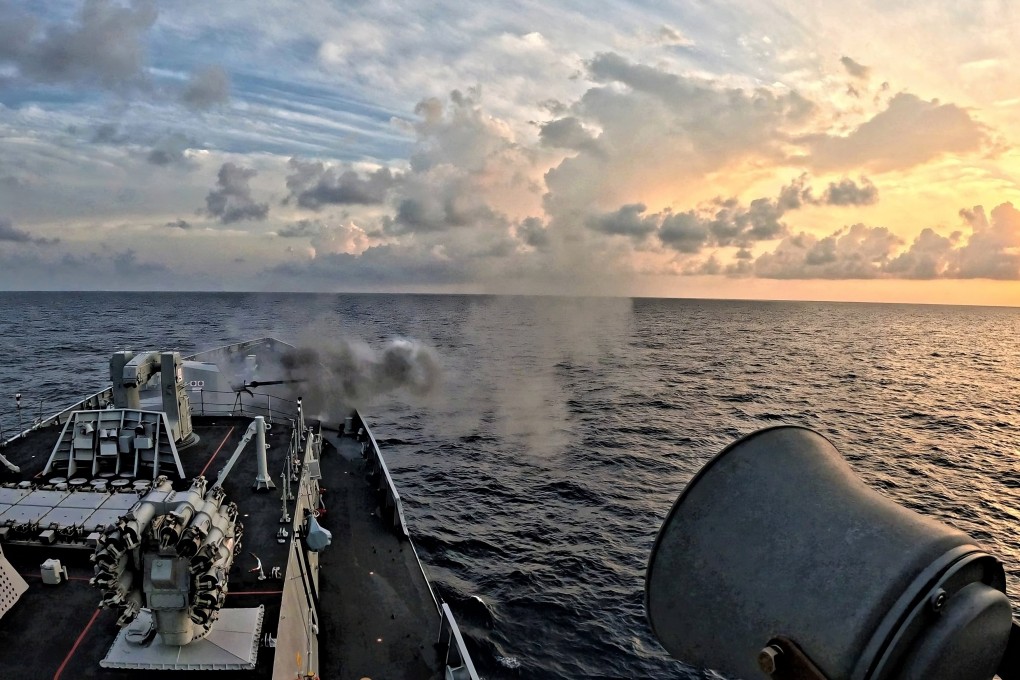 An Indian frigate fires a gun during earlier exercises with Singapore’s navy from July 28 to August 1. Photo: Facebook/IndianNavy
