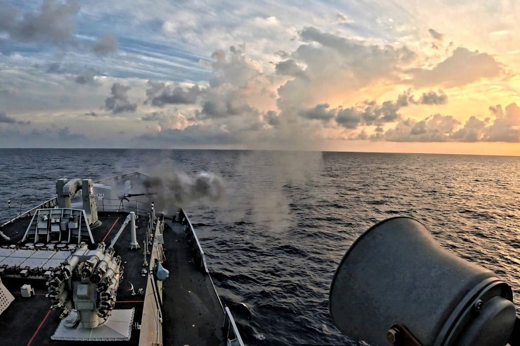 An Indian frigate fires a gun during earlier exercises with Singapore’s navy from July 28 to August 1. Photo: Facebook/IndianNavy