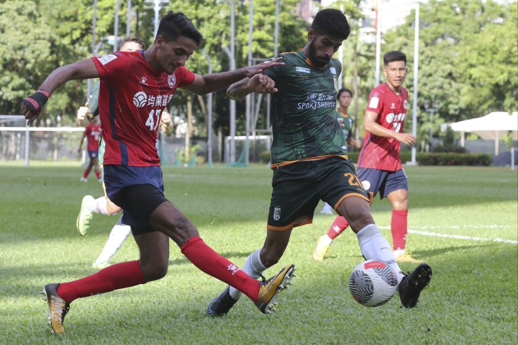 Naveed Khan (left) in action for North District against Sham Shui Po in 2023. Photo: Edmond So