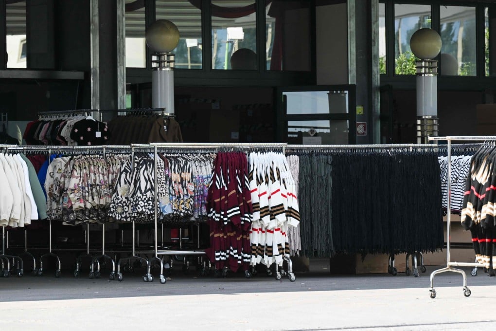 Clothes ready to be shipped outside a fast-fashion outlet in the industrial district of Prato, central Italy. Photo: AFP