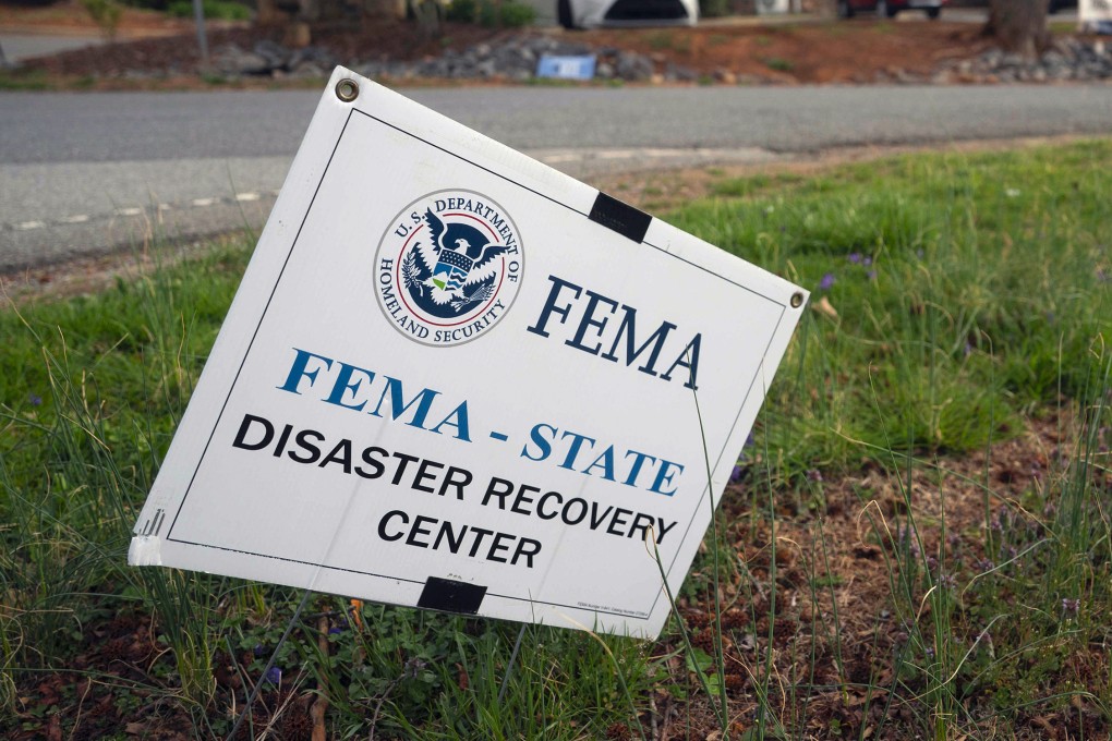 A sign outside the FEMA Disaster Recovery Centre in Fairview, North Carolina. Photo: TNS