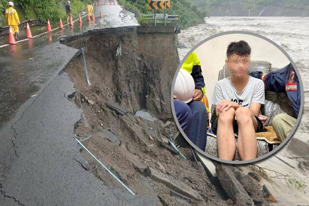 A tragic family accident in Taiwan saw a family of five fall into a valley due to a landslide; the 14-year-old son survived by staying home with his grandfather. Photo: SCMP composite/news.ltn.com.tw/tvbs