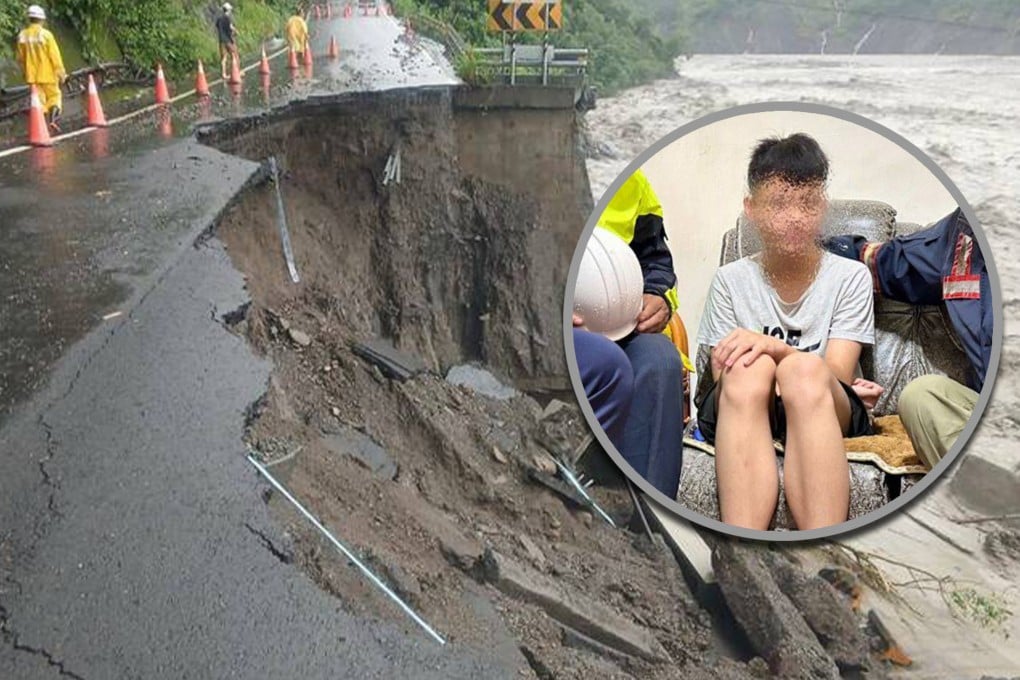 A tragic family accident in Taiwan saw a family of five fall into a valley due to a landslide; the 14-year-old son survived by staying home with his grandfather. Photo: SCMP composite/news.ltn.com.tw/tvbs